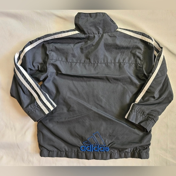 Adidas Boys Gray And Blue Insignia Long Sleeve Zip Up Windbreaker Jacket Size 4T - Picture 9 of 10